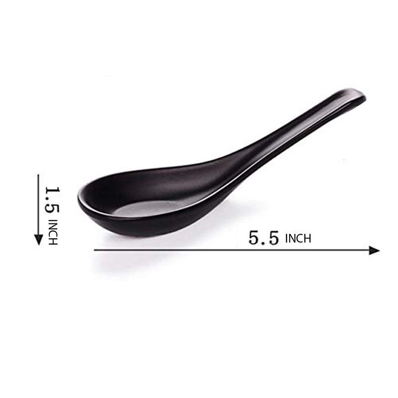 Happy Sales HSSP-MBLKP6, Melamine Soba, Rice Spoons, Asian Chinese Won Ton Soup Spoons, 6 pc Plain Black - Image 4